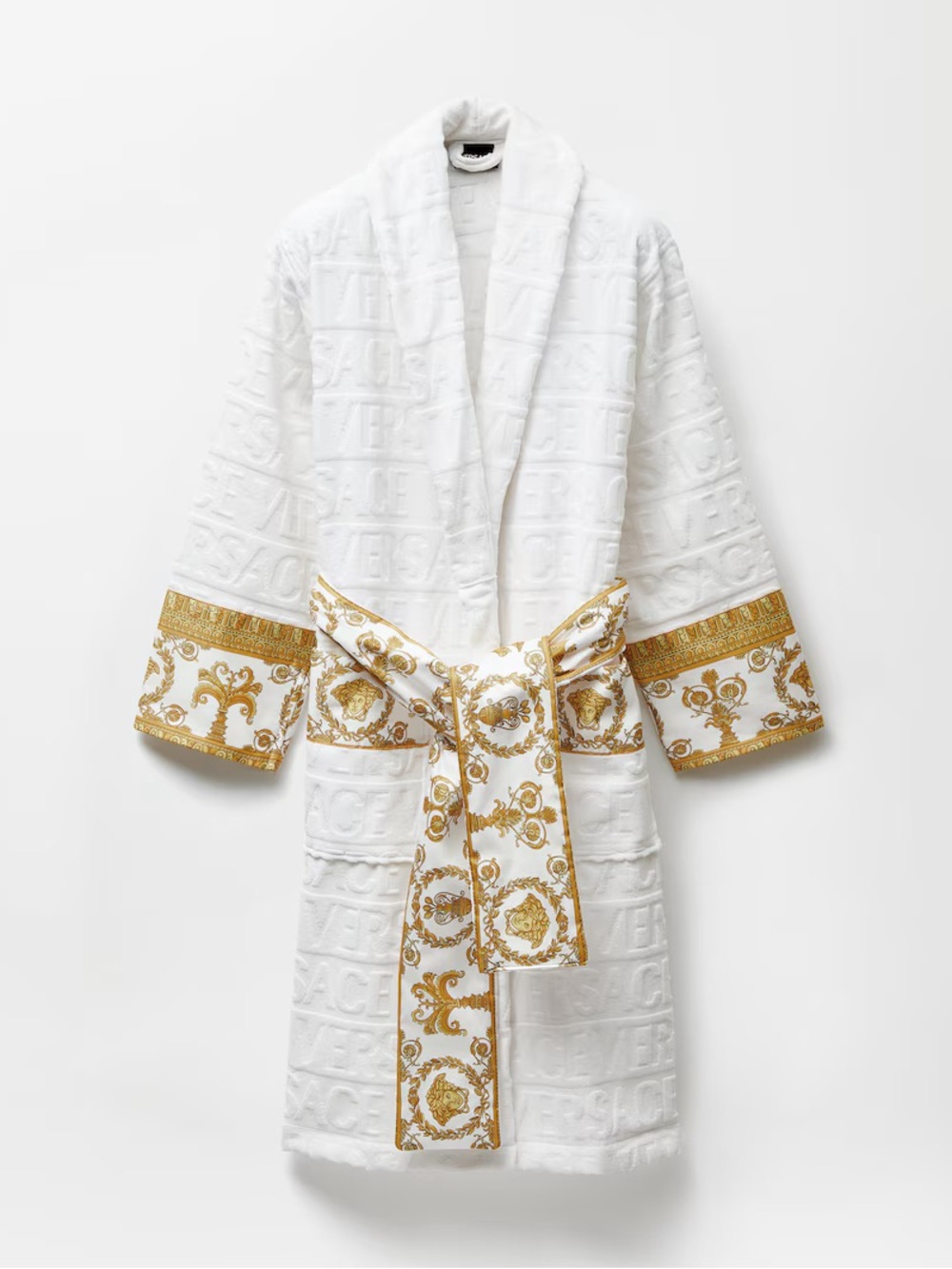 Versace Baroque Unisex White & Gold Robe Large